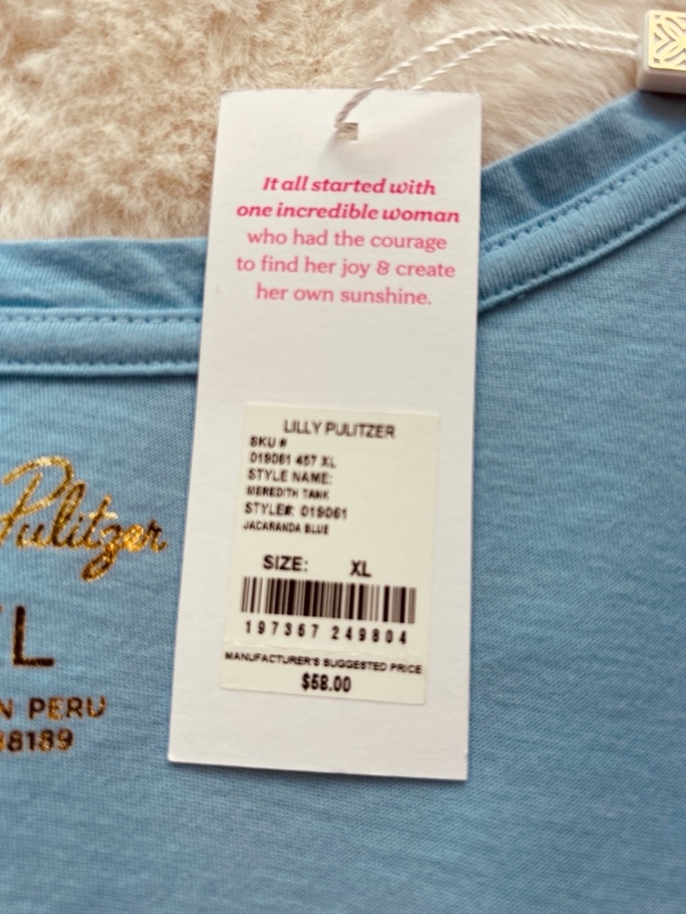 Lilly Pulitzer Blue Sleeveless Cotton Tank Top - Picture 2 of 2